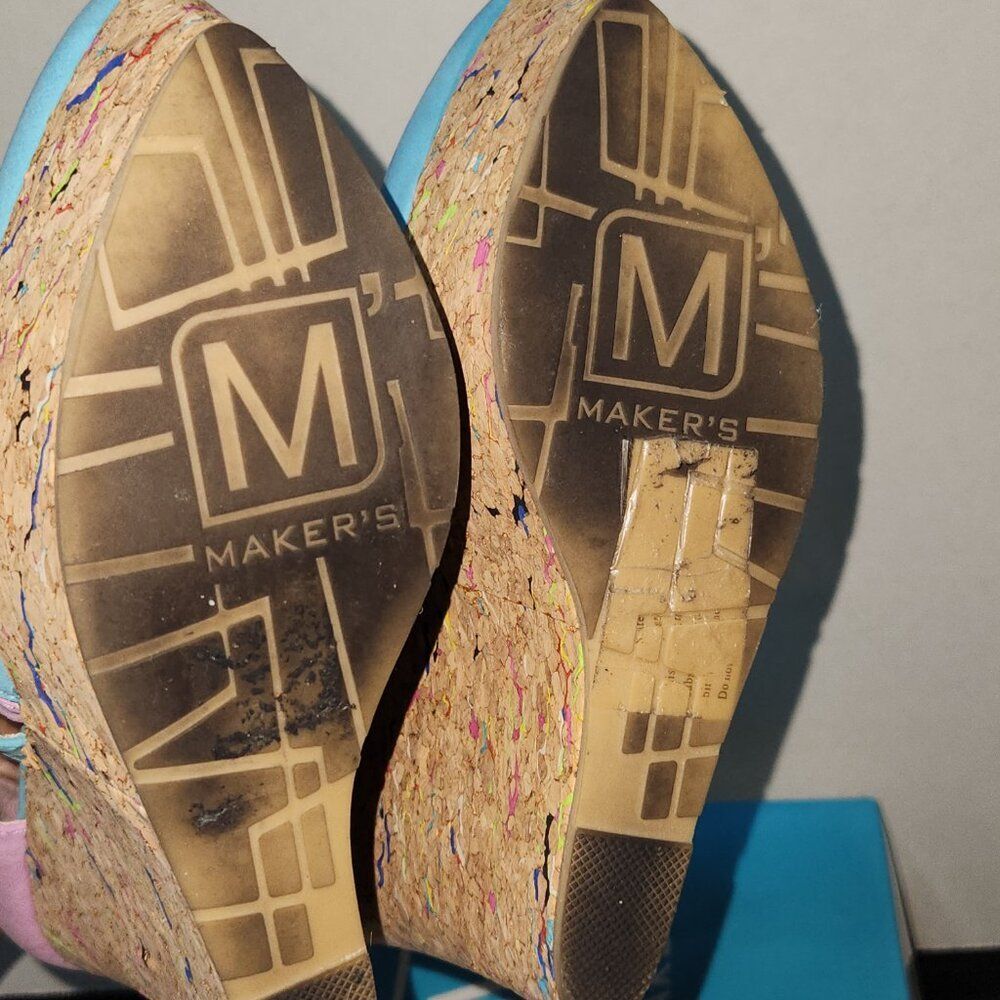 Unique Lavender/Turquoise Wedge Heels Size 8 - Picture 10 of 10
